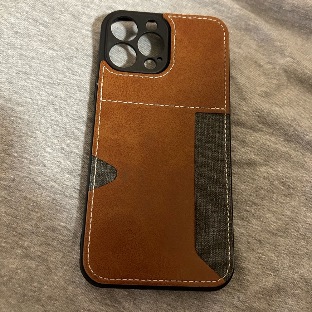 Premium Leather and Fabric Phone Case - Brown and Black